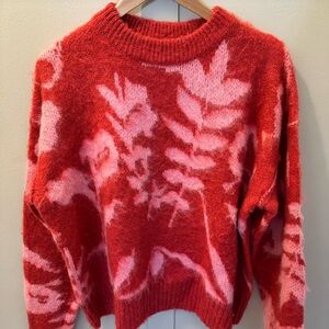 Topshop Red and Pink Floral Sweater